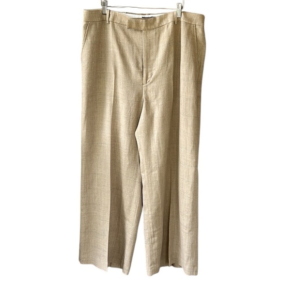 Polo Ralph Lauren New no Tag Sz 16 Wool/Silk/Linen Flat Front Wide Leg Trousers - Picture 1 of 8